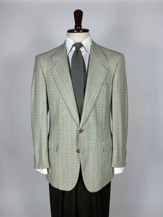 Giacca anni '80 principe Galles verde salvia lana e cashmere - tg. 48