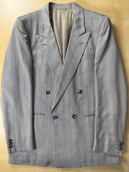 Giacca doppiopetto Christian Dior anni '70/'80 lana e seta chevrons - tg. 52 lunga