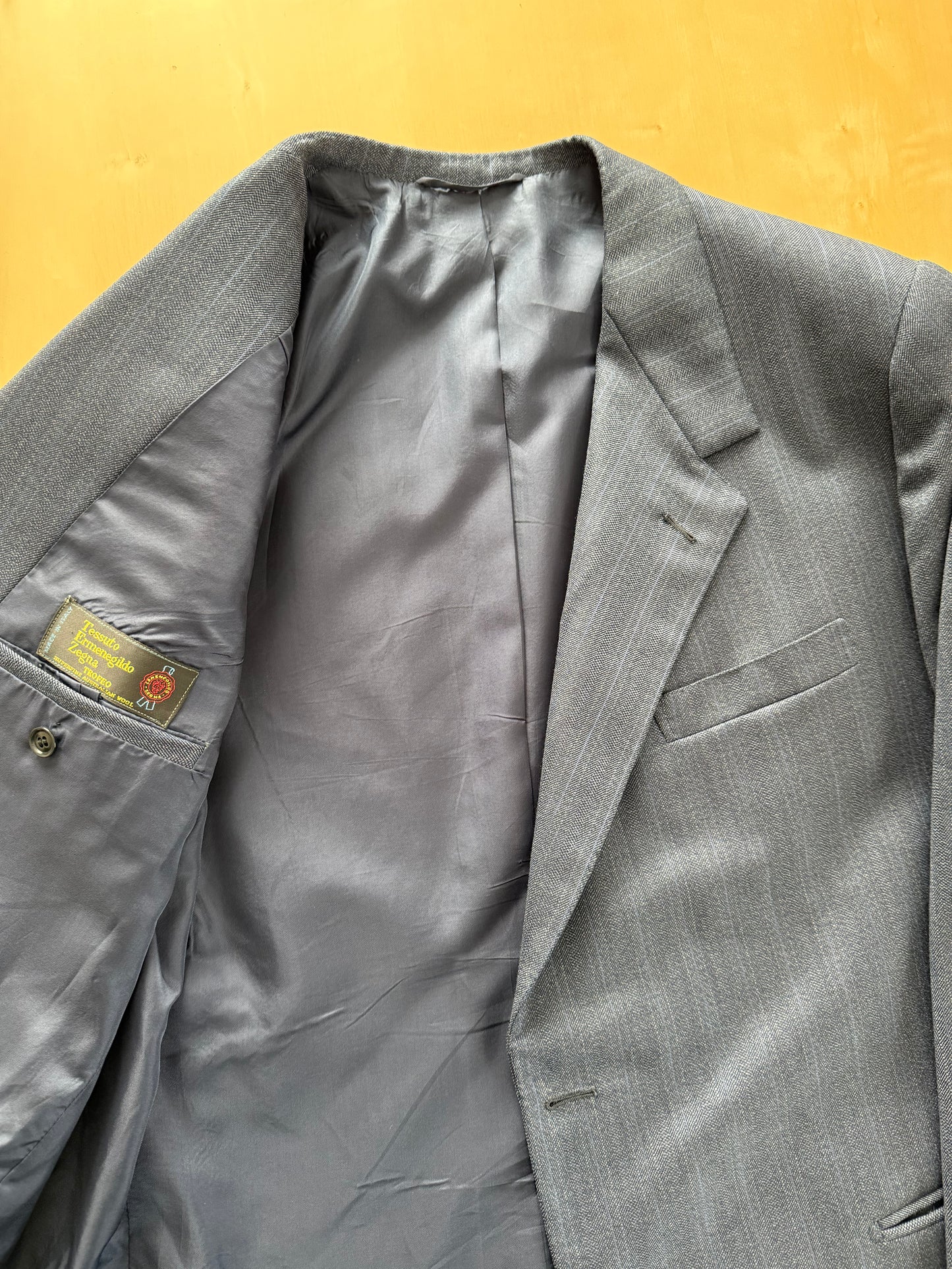 Completo sartoriale tessuto E. Zegna lana pettinata blu - tg. 54/56 drop basso