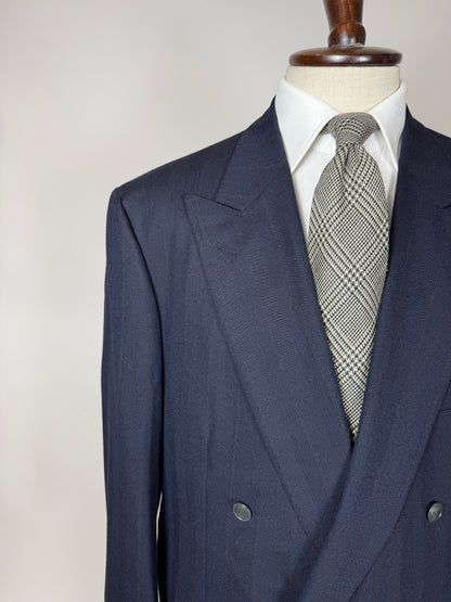 Completo doppiopetto Yves Saint Laurent anni '80 flanella blu - tg. 54/56