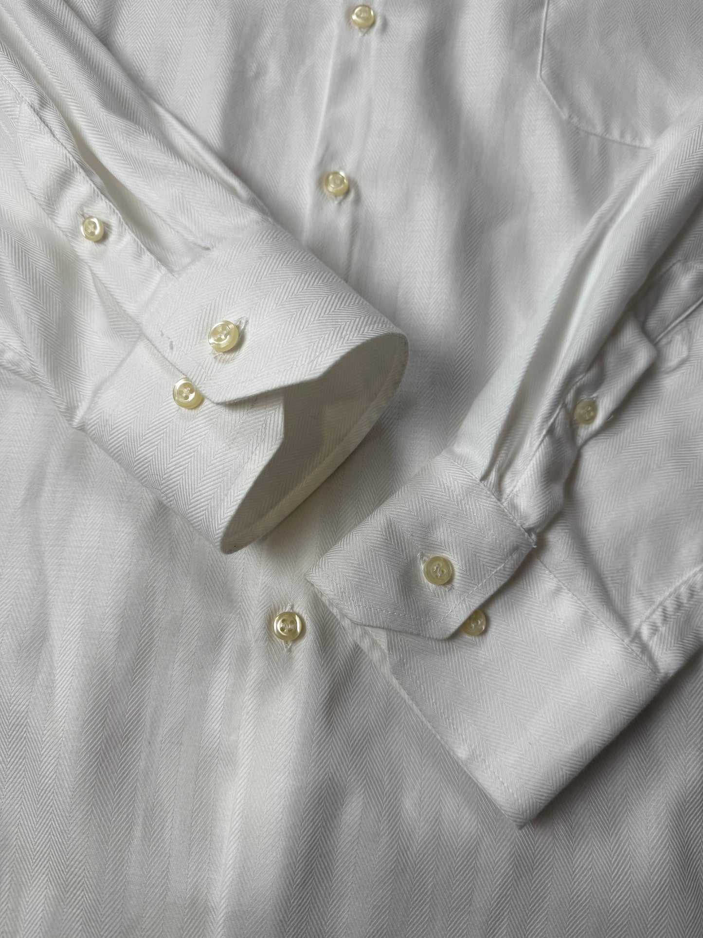 Camicia bianca cotone herringbone - XL collo 45