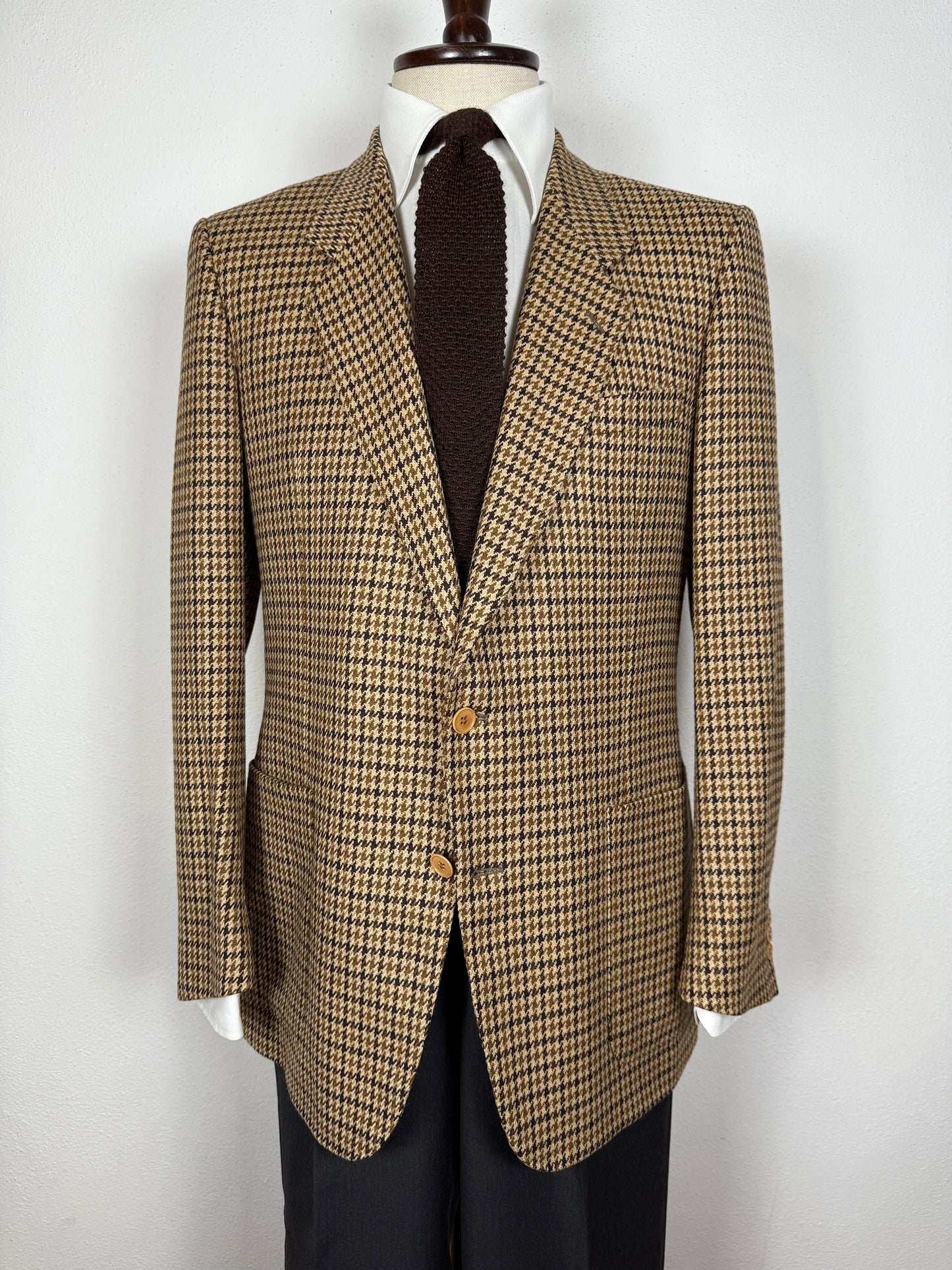 Giacca anni ‘80 in tessuto scozzese lana e cashmere pied-de-poule - tg. 48/50