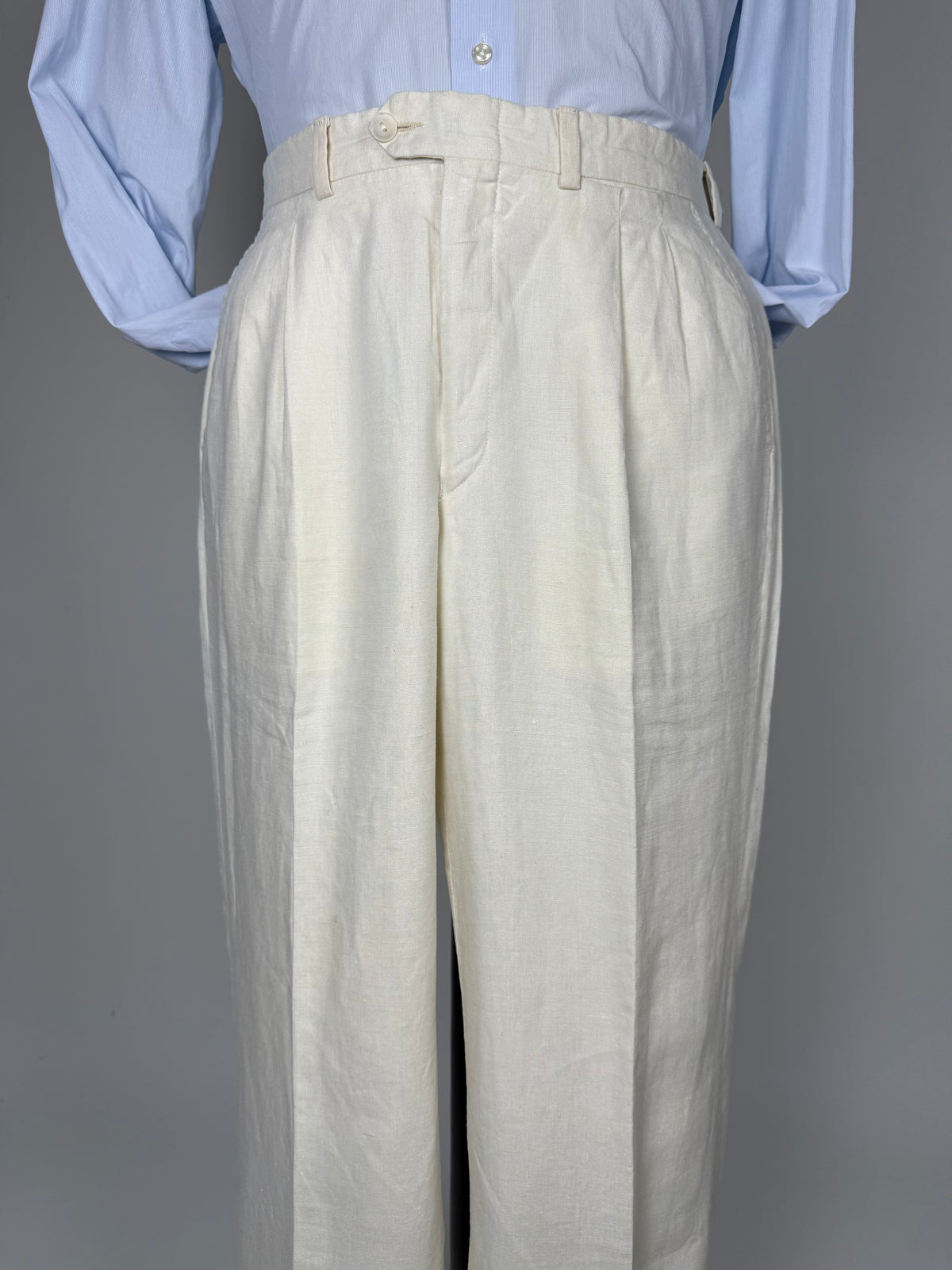 Pantaloni in lino bianco anni '70/'80 - tg. 48/50