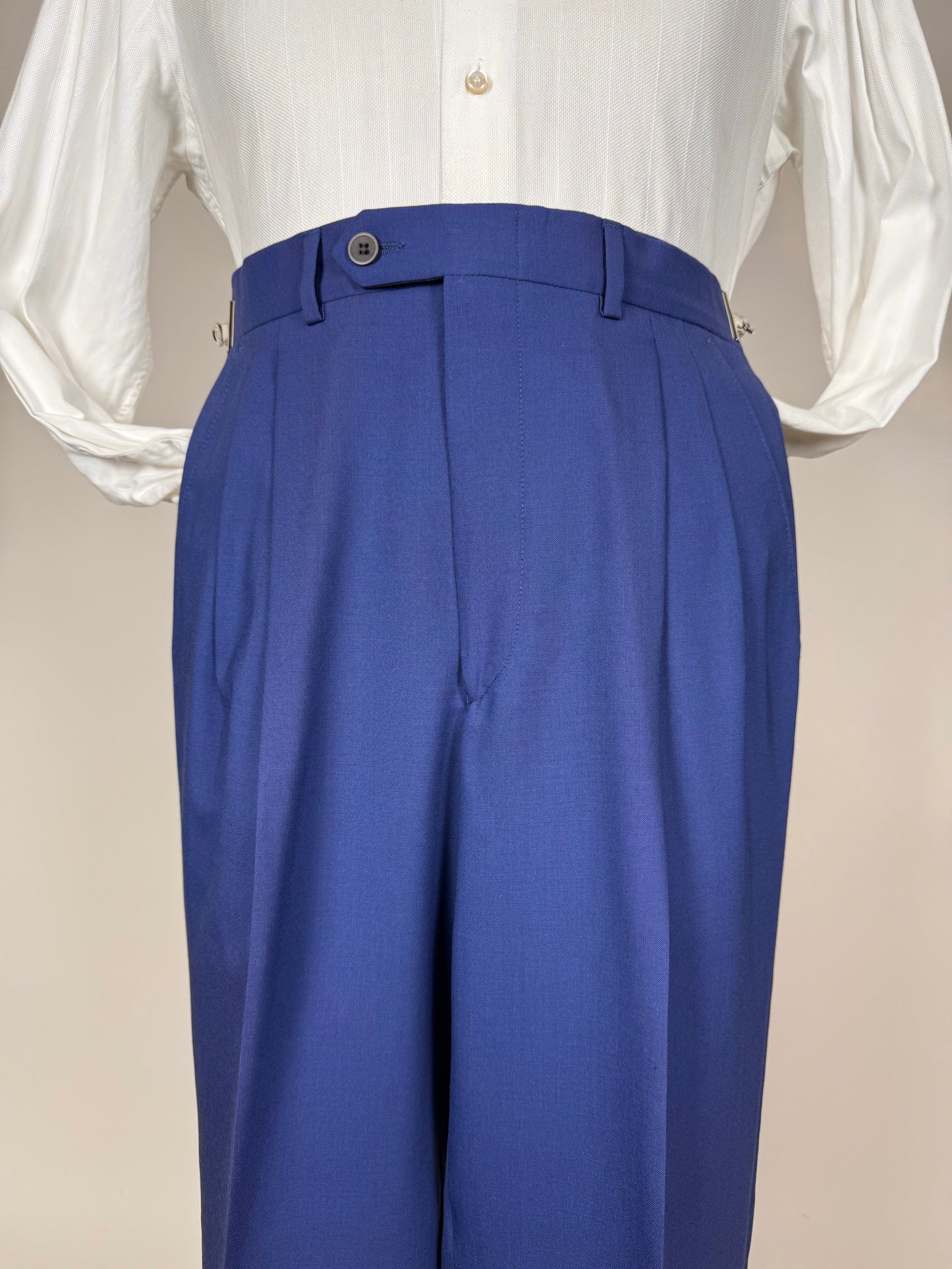 Pantaloni fresco lana blu china anni '80 (NOS) - tg. 44