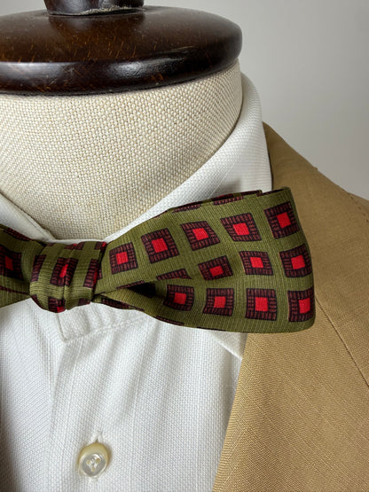 Papillon vintage verde quadri rossi