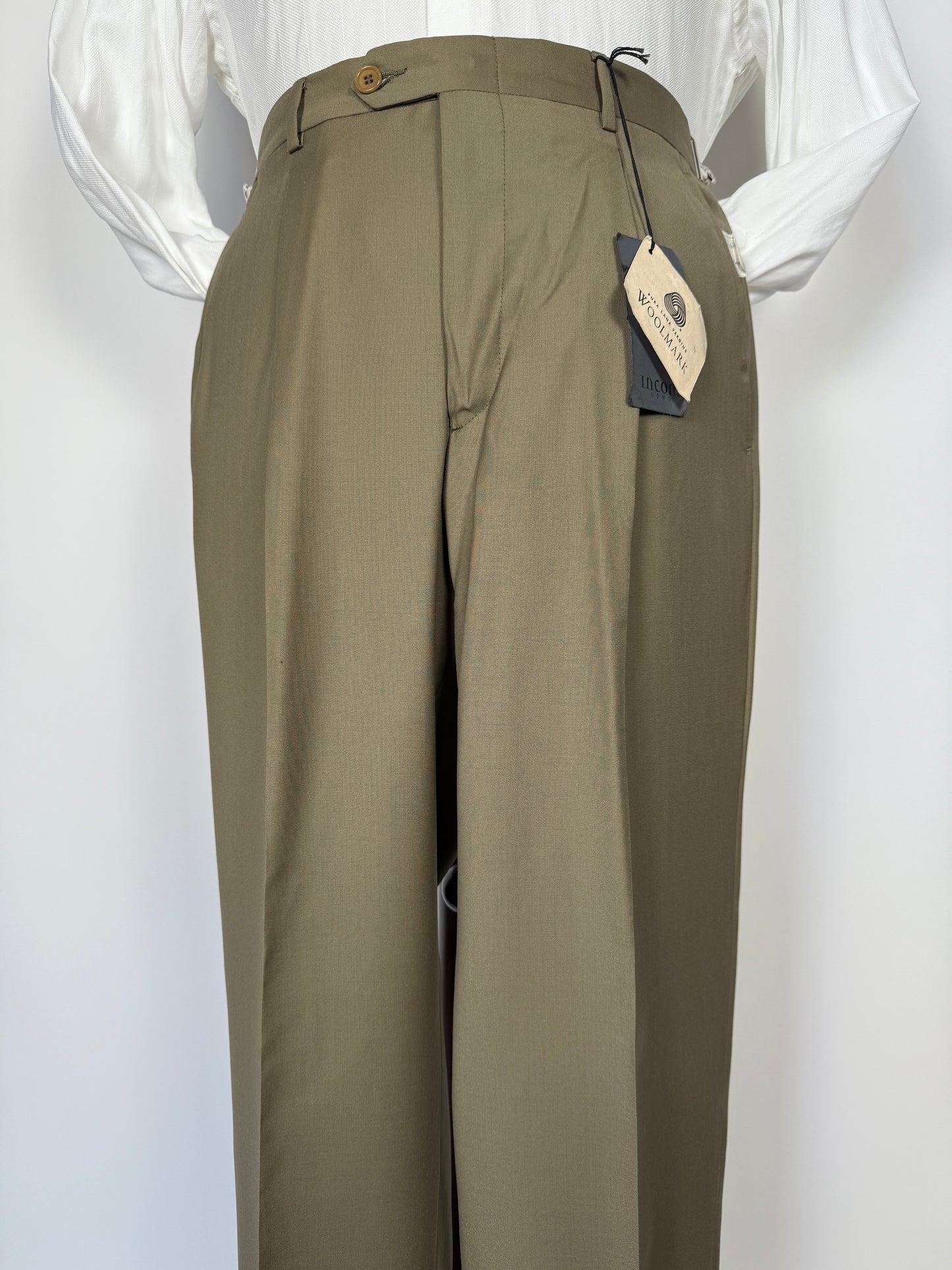 Pantalone anni ‘90 fresco lana verde salvia (NOS) - tg. 48