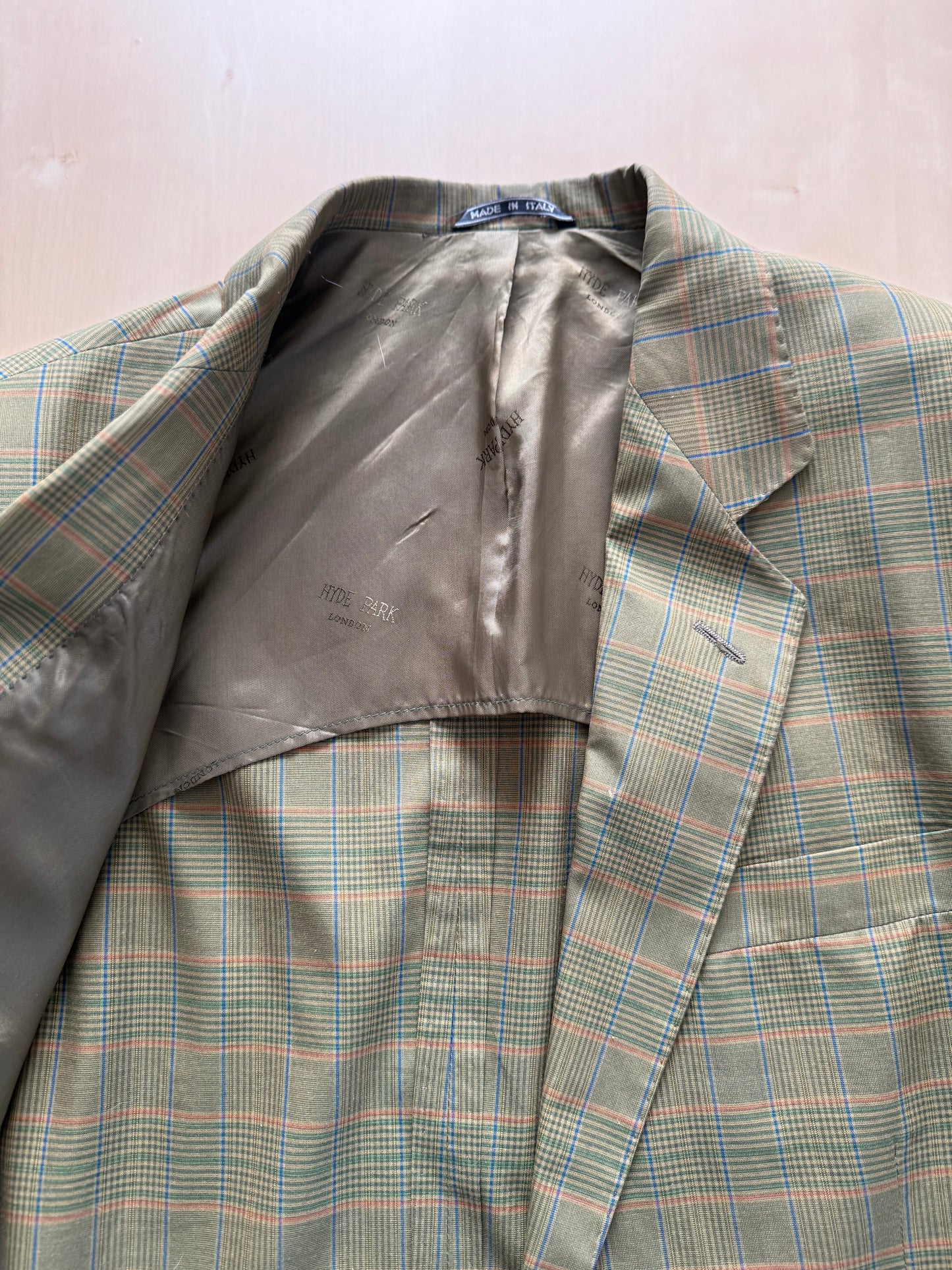 Completo anni ‘80 verde a quadri in cotone sfoderato - tg. 50