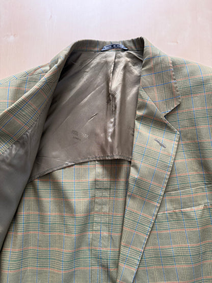 Completo anni ‘80 verde a quadri in cotone sfoderato - tg. 50