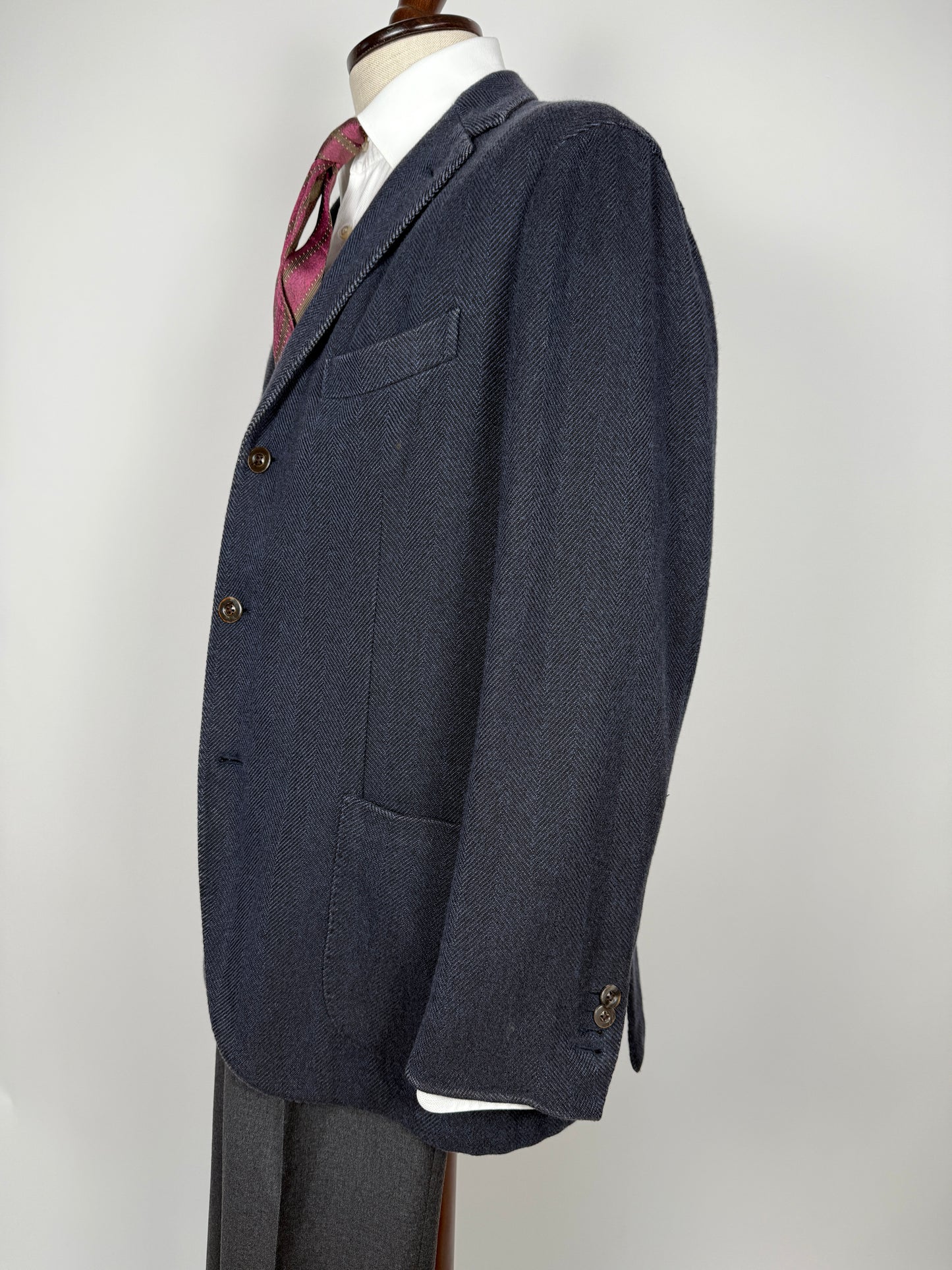 Blazer destrutturato Boglioli K. Jacket in puro cashmere blu spigato - tg. 54