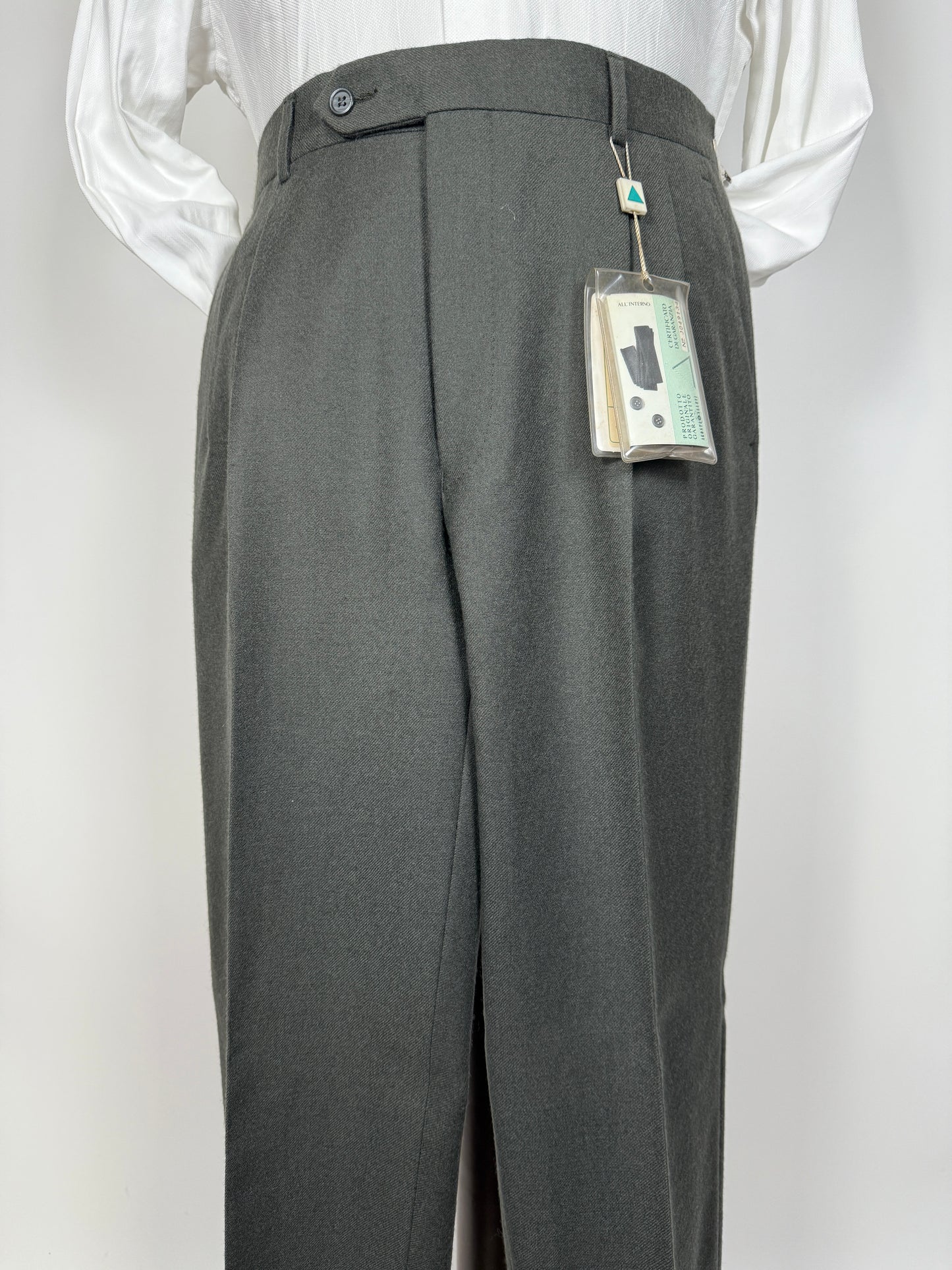 Pantaloni anni ‘70/‘80 in flanella verde scuro (NOS) - tg. 48