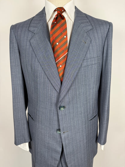 Completo sartoriale anni ‘60/'70 in grisaglia color carta da zucchero gessato - tg. 50/52