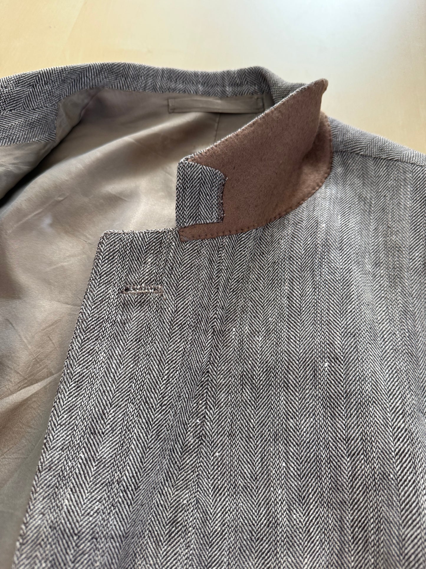 Giacca sartoriale in puro lino herringbone - tg. 60/62