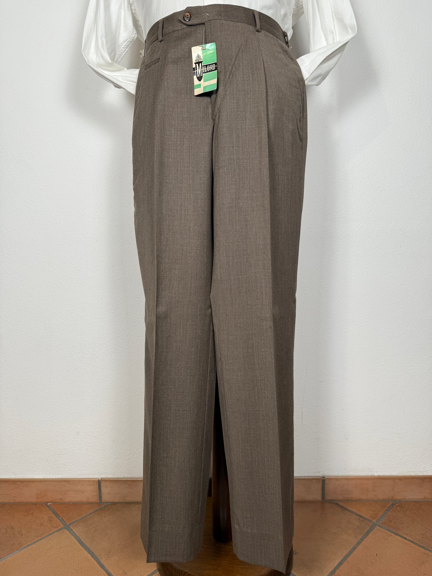 Pantalone anni ‘80 fresco lana marrone (NOS) - tg. 46
