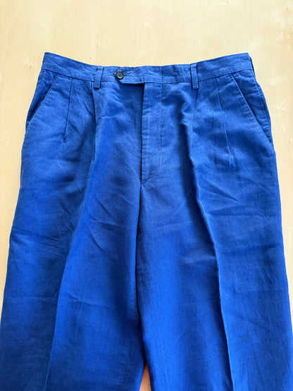 Pantaloni in lino anni '80 blu cobalto - tg. 46