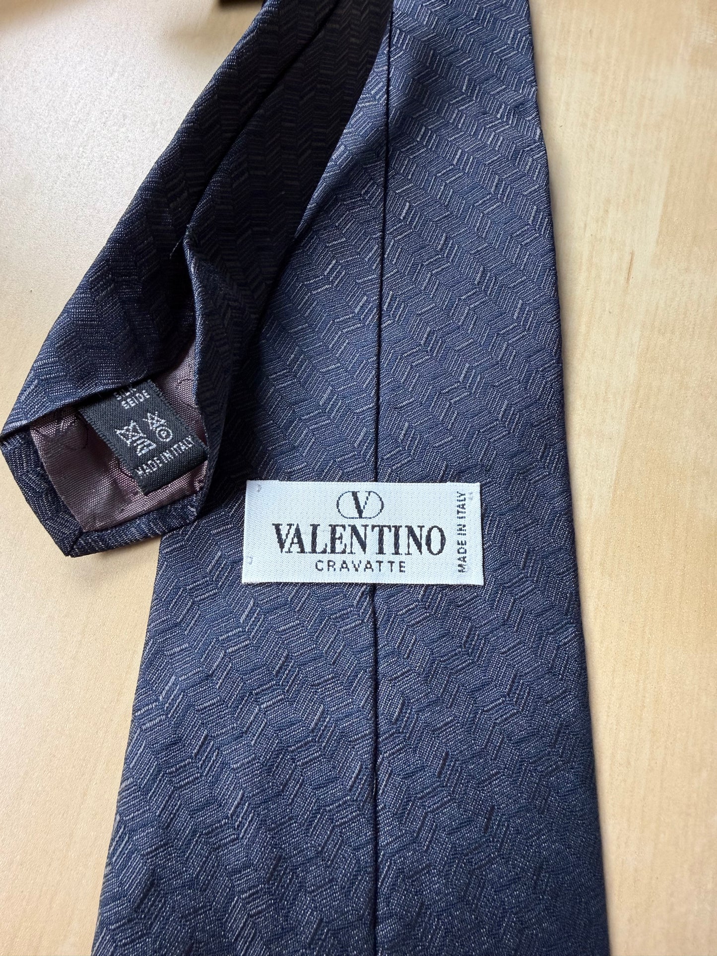 Cravatta Valentino chevron grigio jacquard