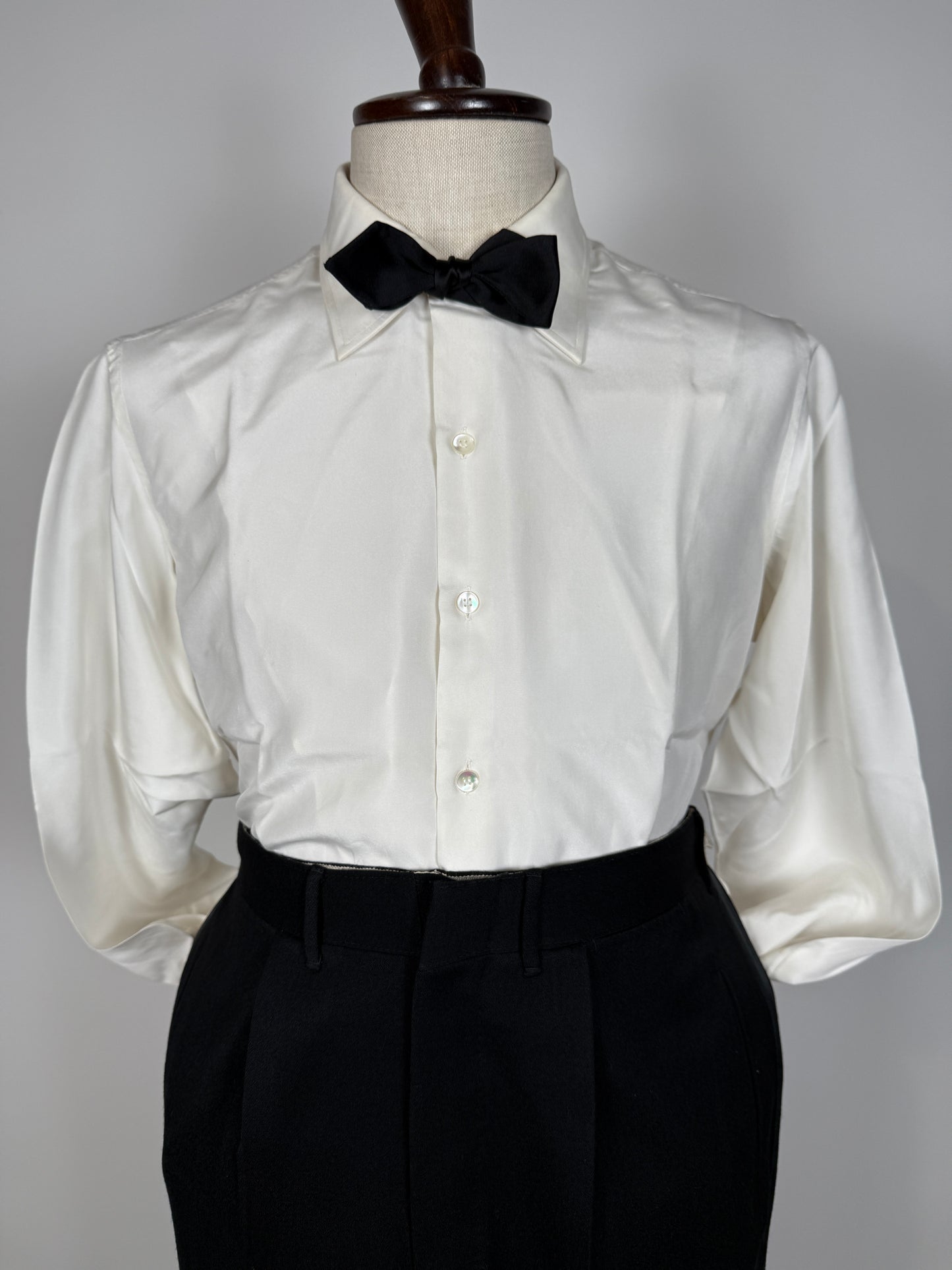 Camicia da smoking anni ‘70 in seta pura - collo 43 tg. L
