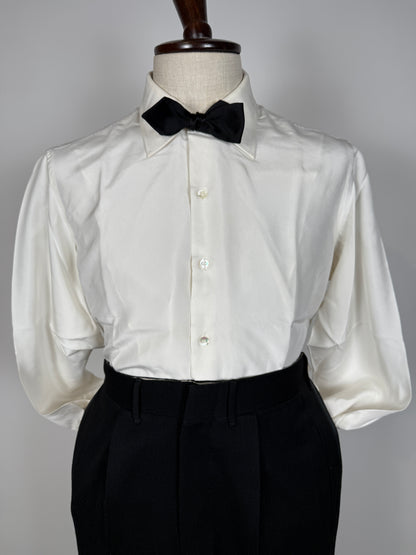 Camicia da smoking anni ‘70 in seta pura - collo 43 tg. L