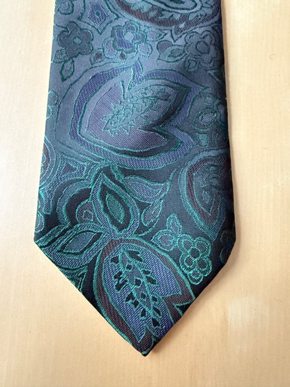 Cravatta verde floreale jacquard