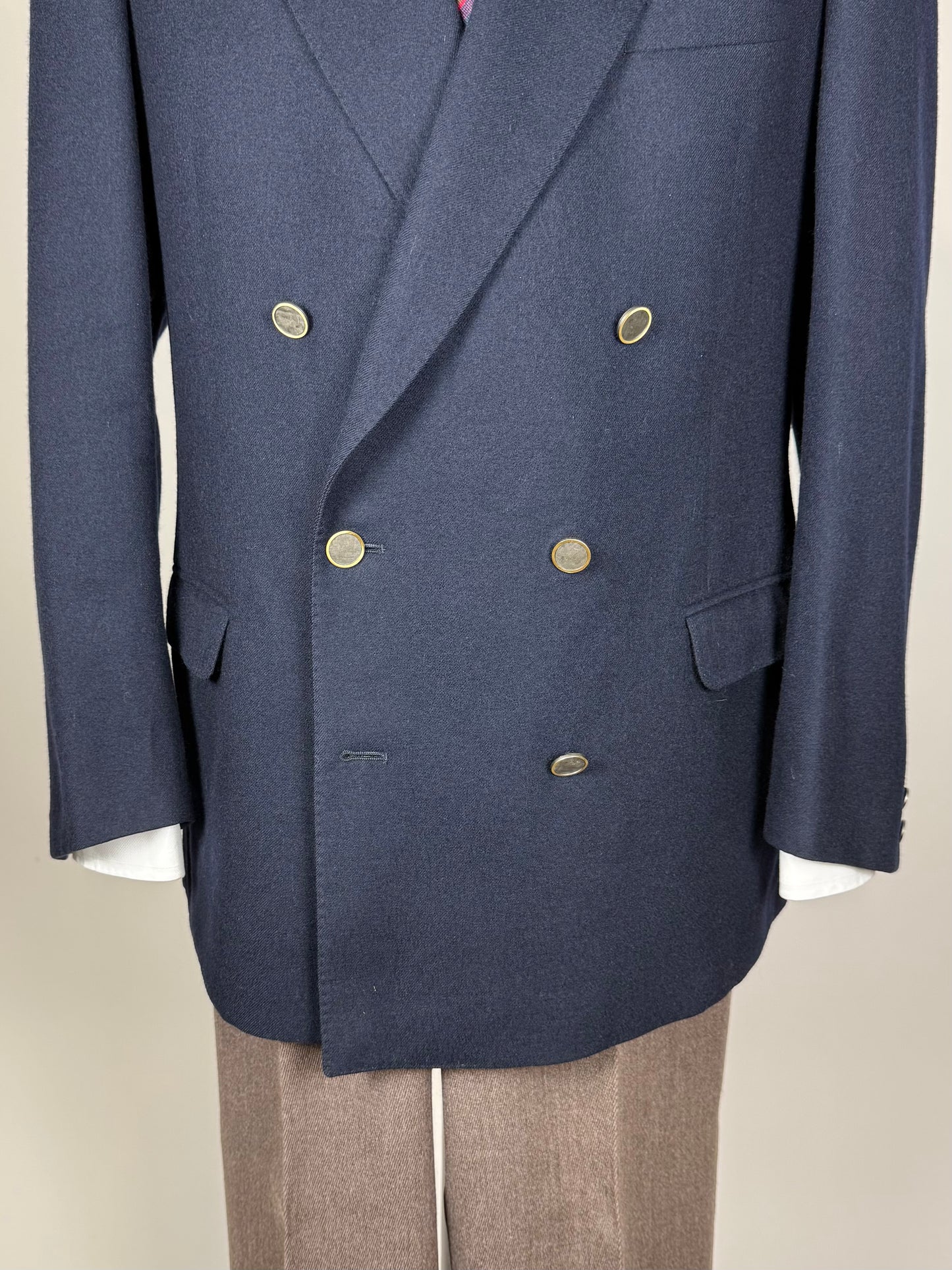 Blazer doppiopetto anni ‘70/‘80 in flanella blu - tg. 54