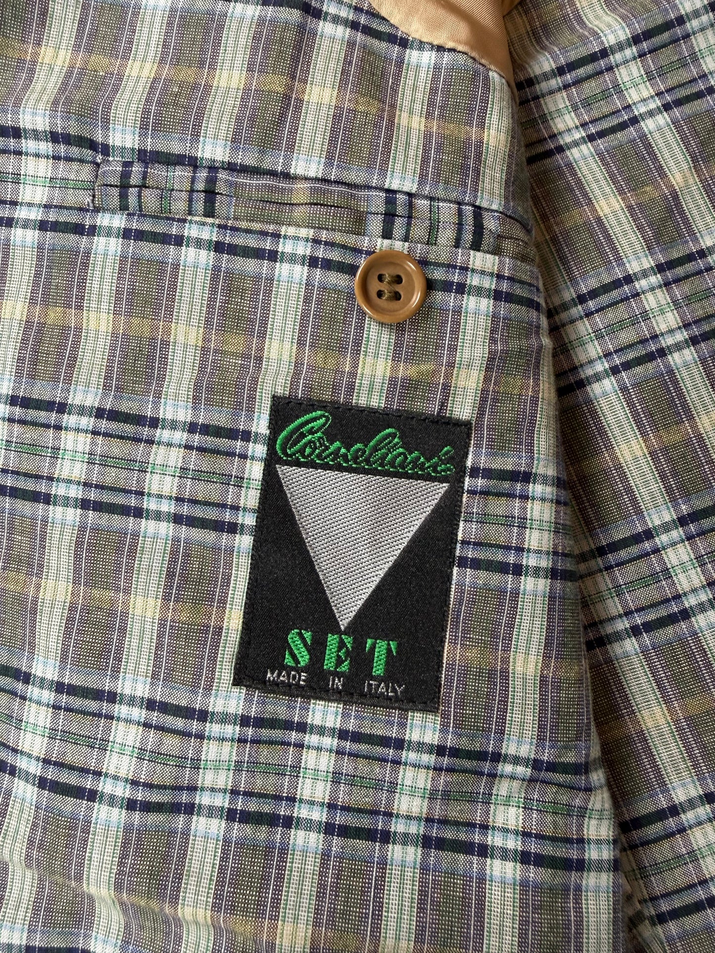 Giacca estiva Corneliani anni '80 in cotone a quadri - tg. 50