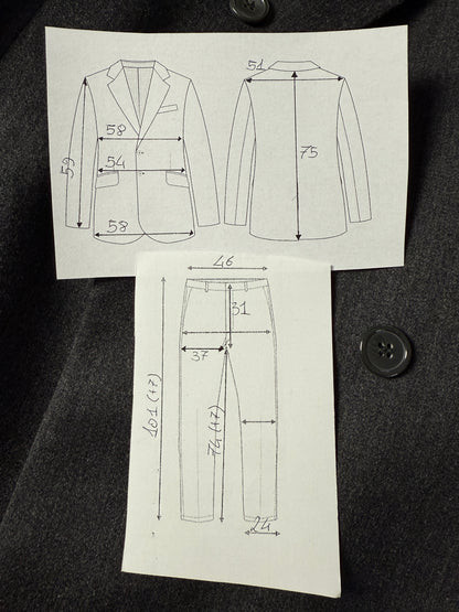 Completo doppiopetto anni ‘80 flanella antracite - tg. 52