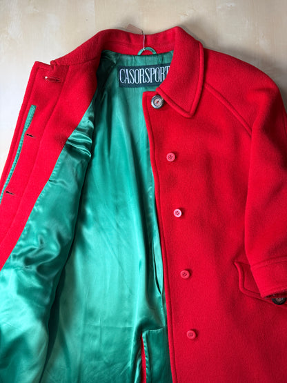 Cappotto anni ‘80 panno lana e mohair rosso scarlatto - tg. 44-46