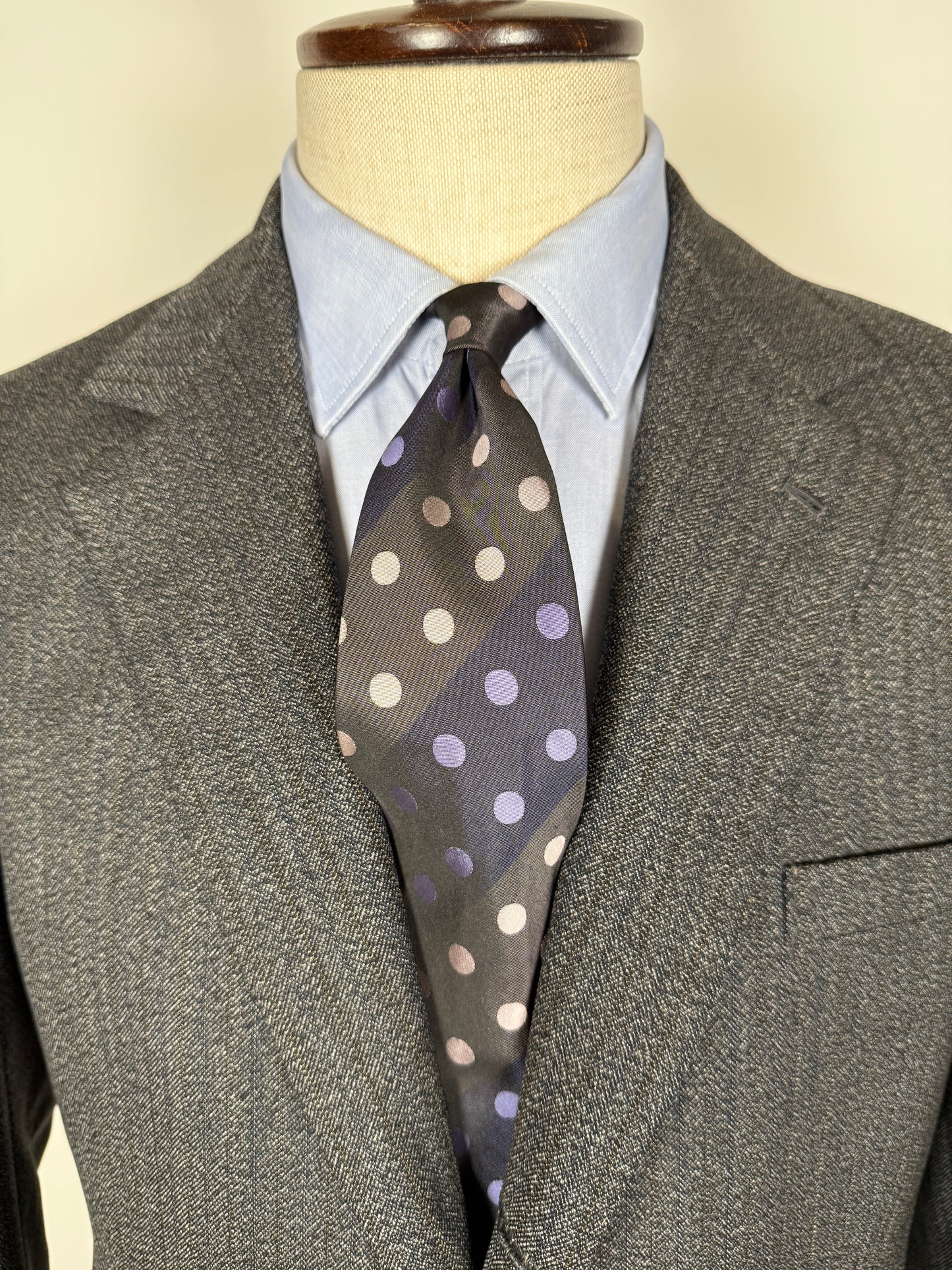 Cravatta anni ‘60 sfoderata a pois