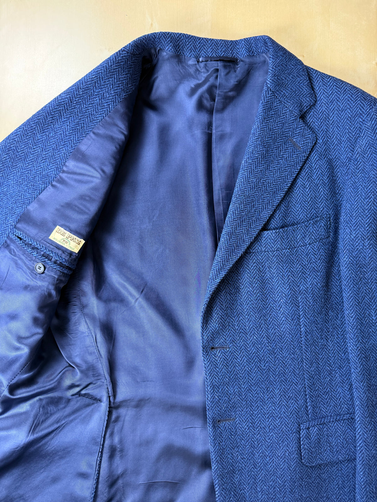 Giacca De Paz vintage tweed spigato blu - tg. 54