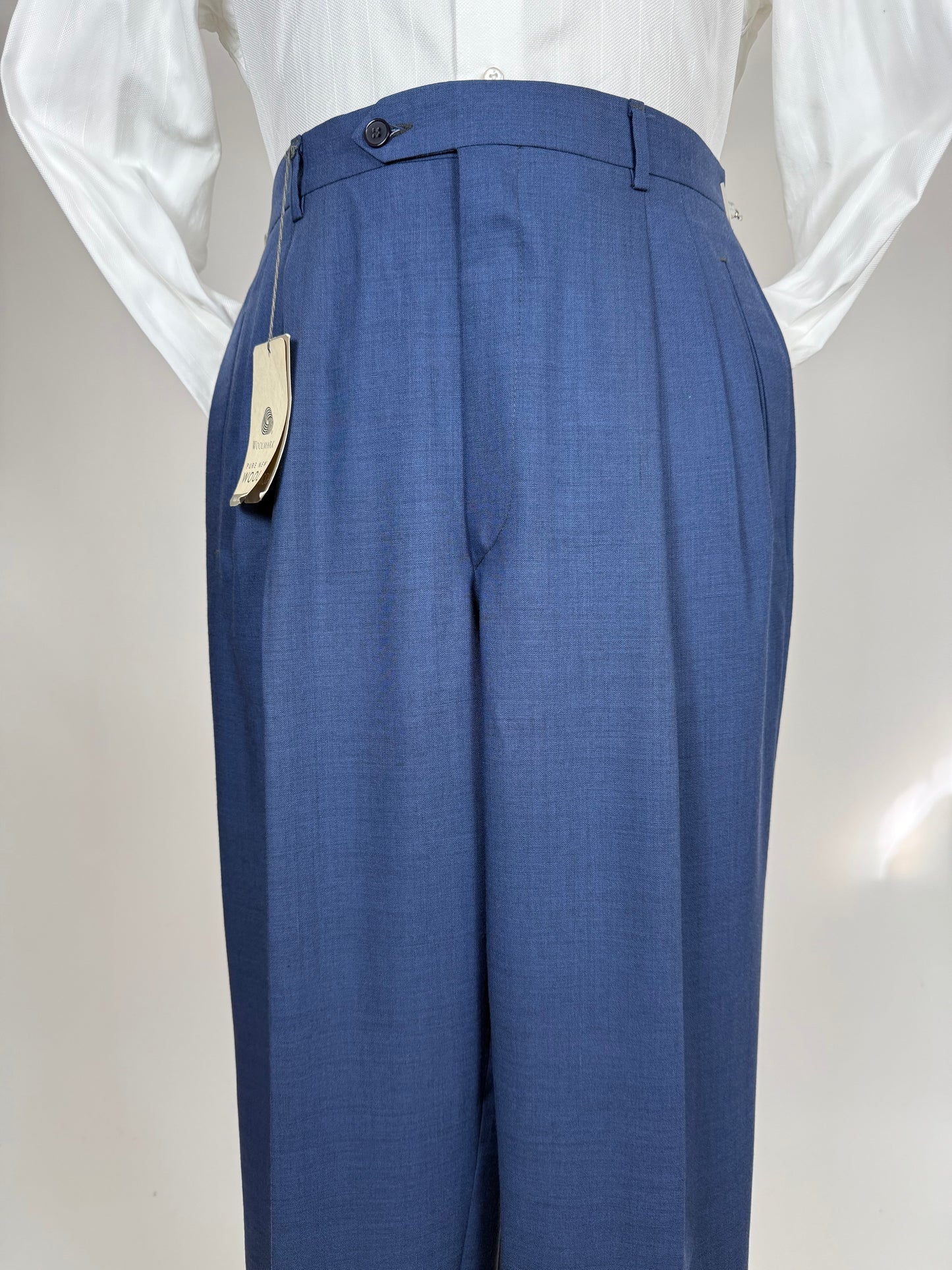 Pantaloni fresco lana blu cobalto anni '90 (NOS) - tg. 50