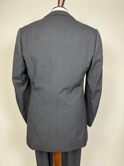Completo su misura De Paz anni ‘70/‘80 antracite spigato - tg. 46/48