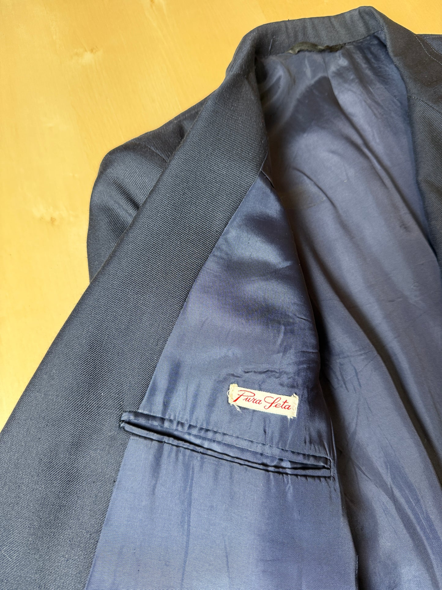 Giacca blu anni ‘70 in pura seta - tg. 46/48