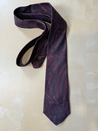 Cravatta vintage paisley bordeaux