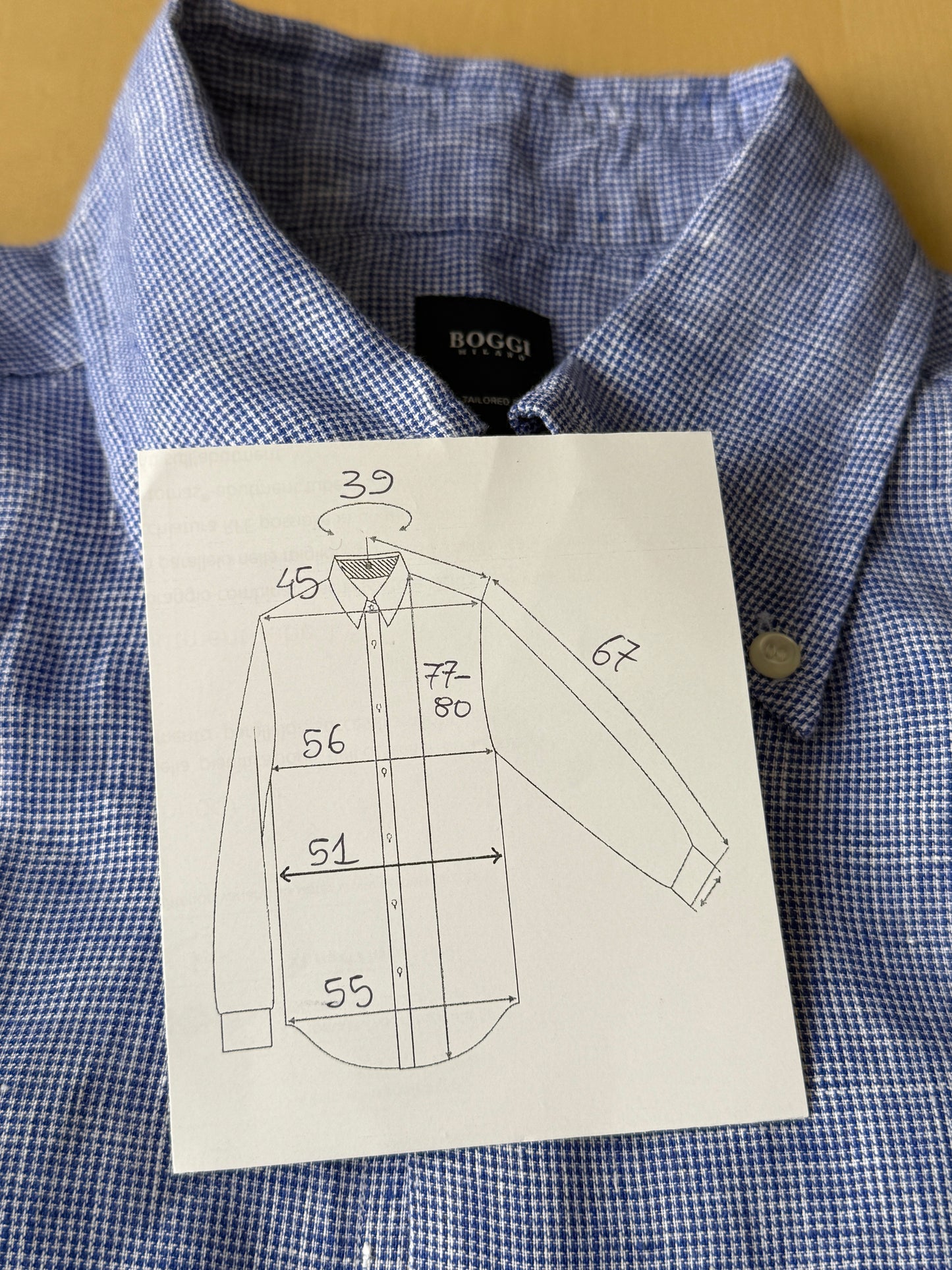 Camicia Boggi micro pied-de-poule puro lino - tg. M