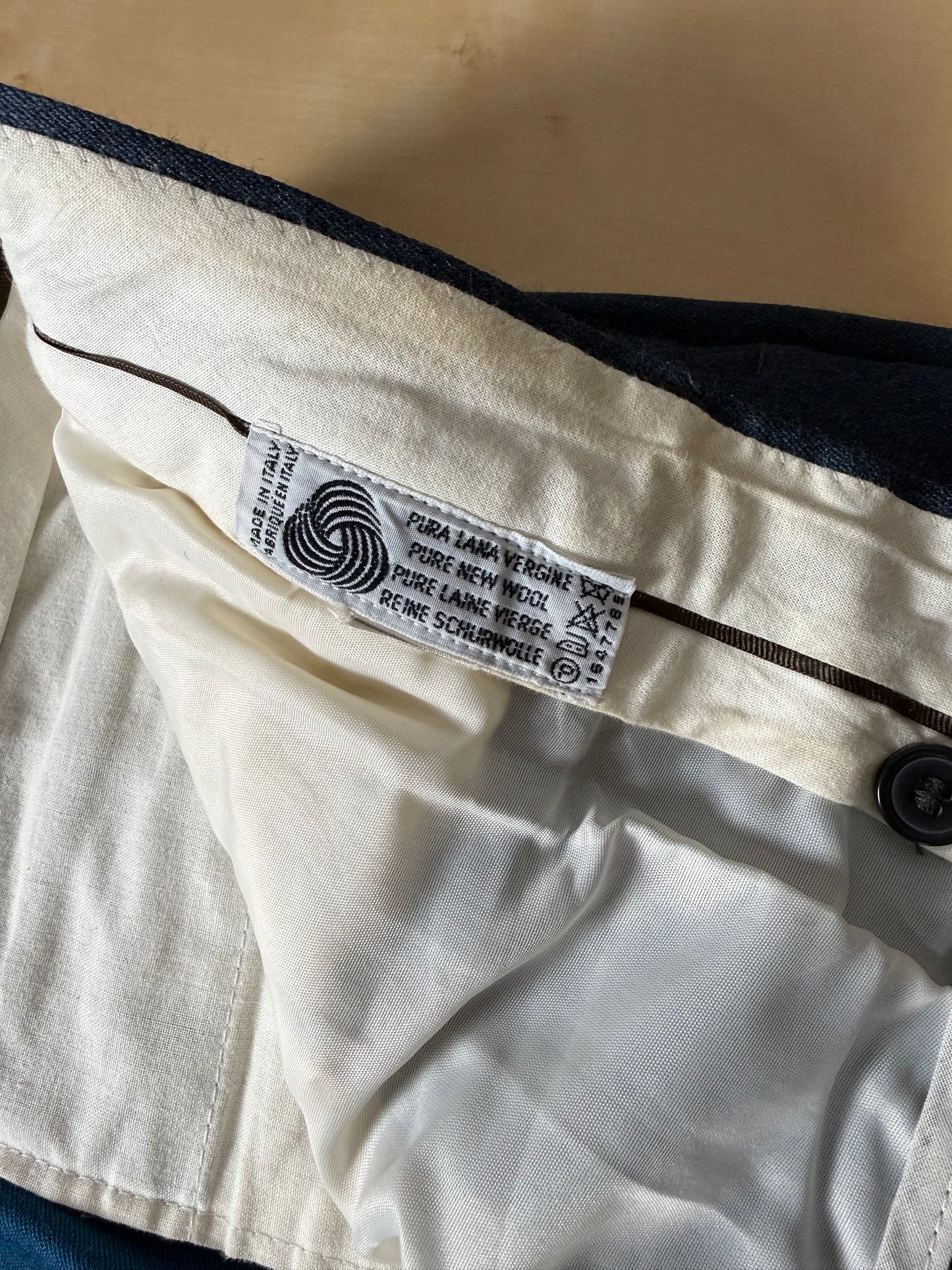 Pantaloni anni ‘80 flanella blu-azzurro mélange - tg. 56