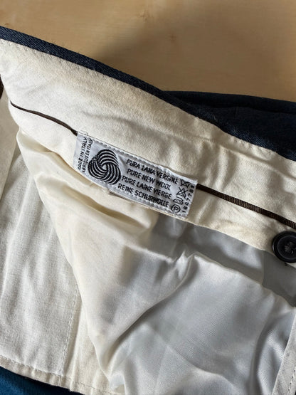 Pantaloni anni ‘80 flanella blu-azzurro mélange - tg. 56