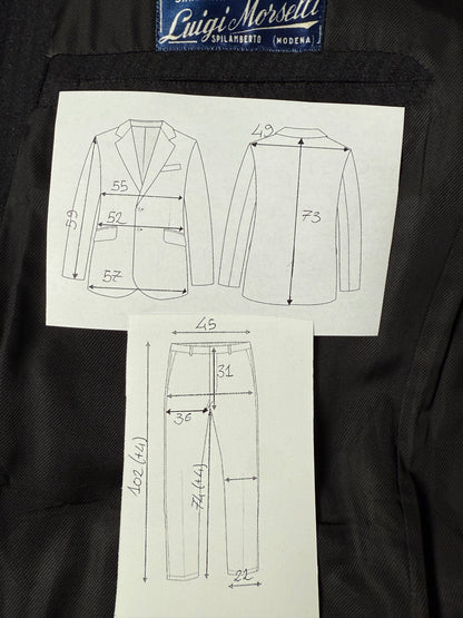 Completo sartoriale anni ‘50/‘60 monopetto revers a lancia - tg. 50 corta