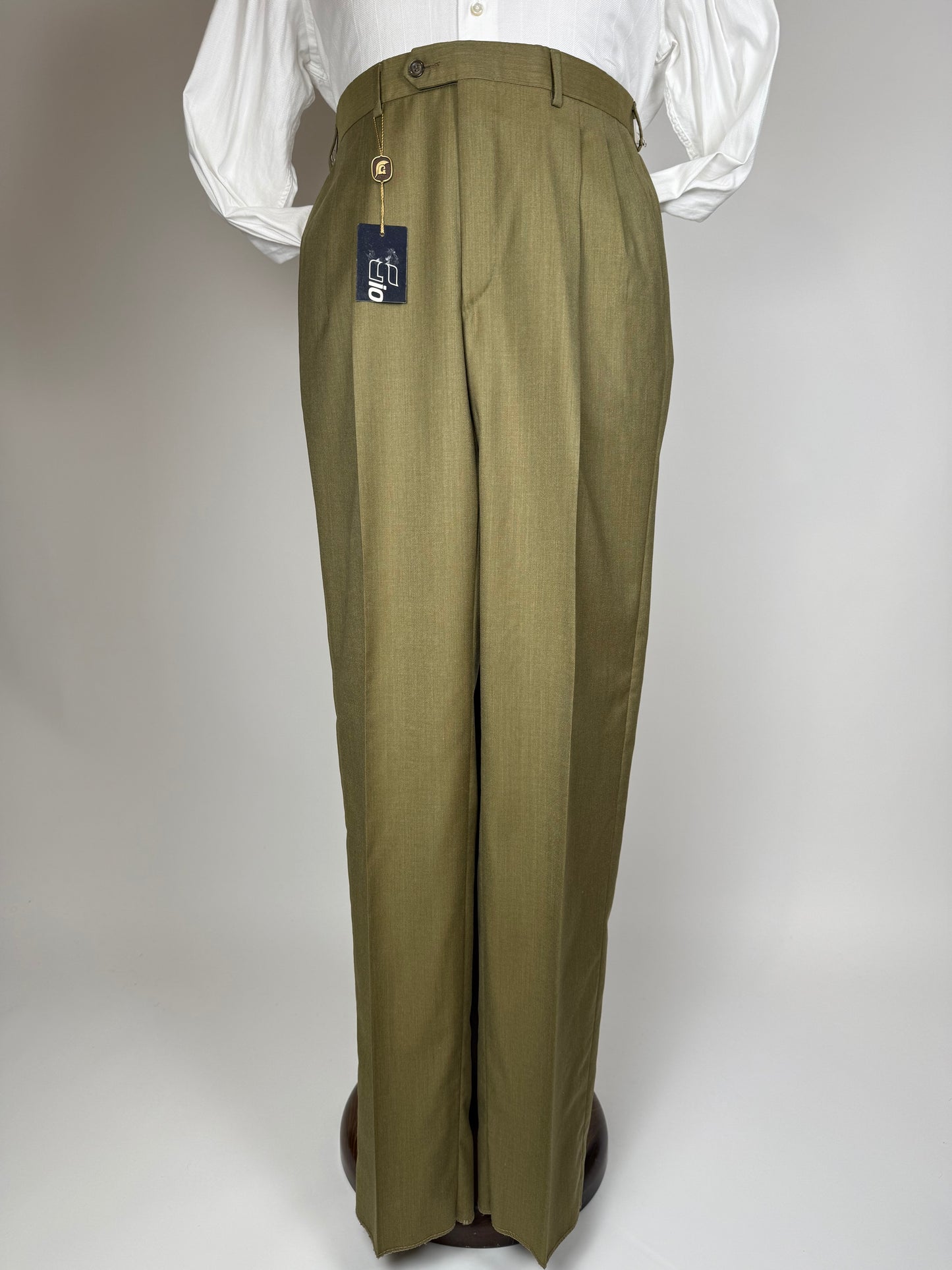 Pantaloni fresco lana verde oliva anni '80 (NOS) - tg. 50