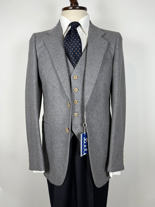 Giacca + panciotto anni ‘70 in flanella grigio chiaro (NOS) - tg. 42/44