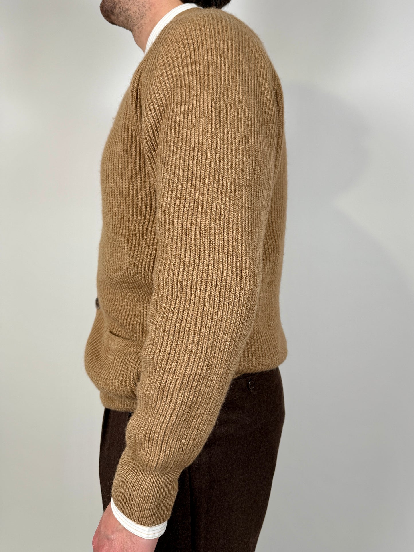 Cardigan costa inglese 100% cammello - M/L