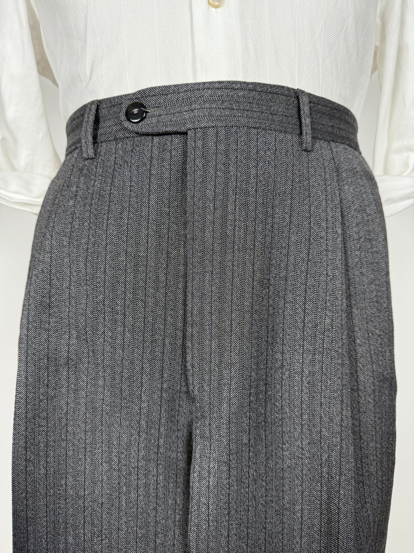 Pantaloni lana pettinata grigio gessato (NOS) - tg. 52