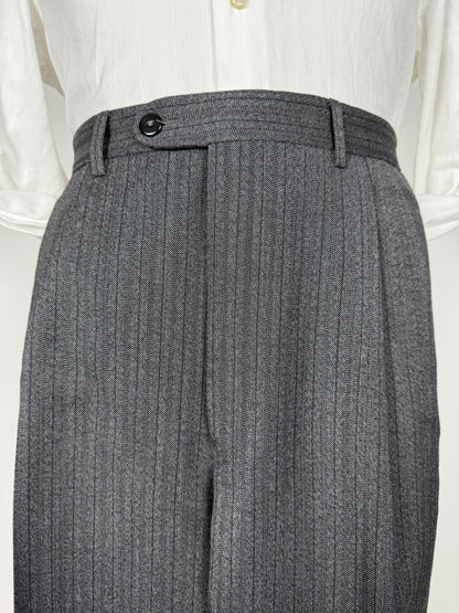 Pantaloni lana pettinata grigio gessato (NOS) - tg. 52