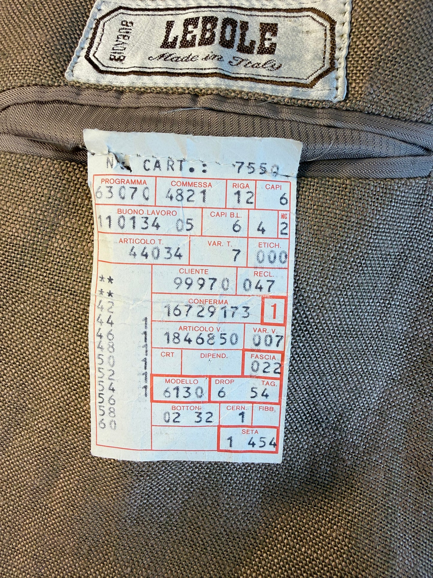 Completo anni '70 misto lino color corda - tg. 50