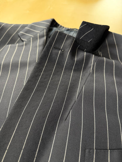 Completo sartoriale flanella pettinata blu gessato - tg. 56 drop 0-2