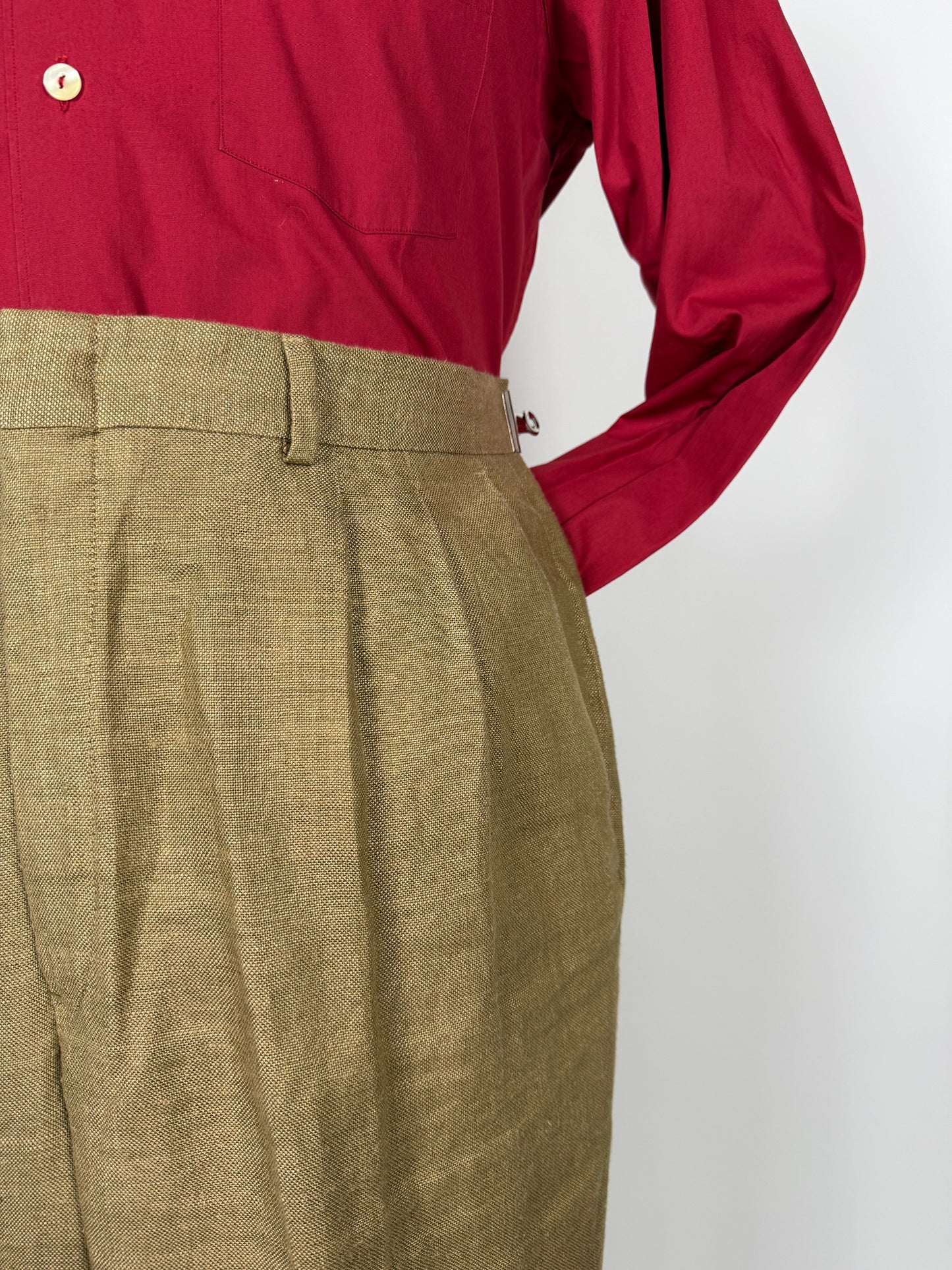 Completo anni '70 misto lino color corda - tg. 50