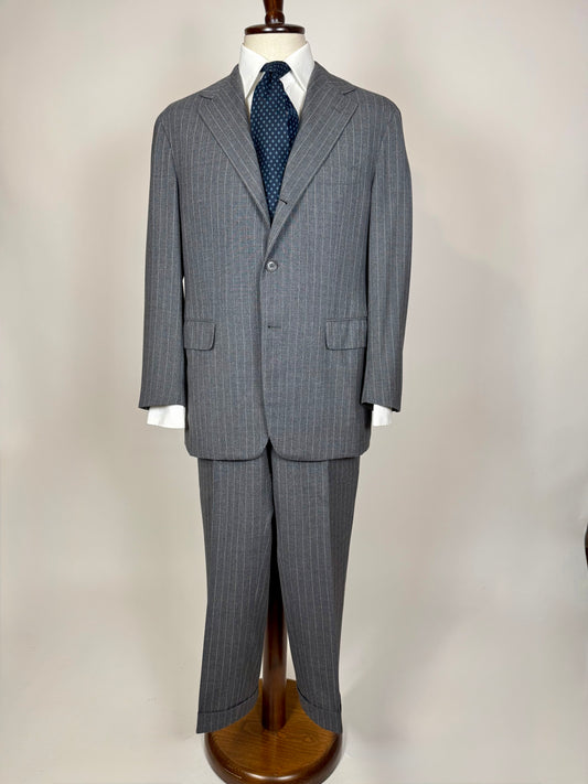 Completo estivo Sartoria Partenopea fresco lana grigio gessato - tg. 50/52