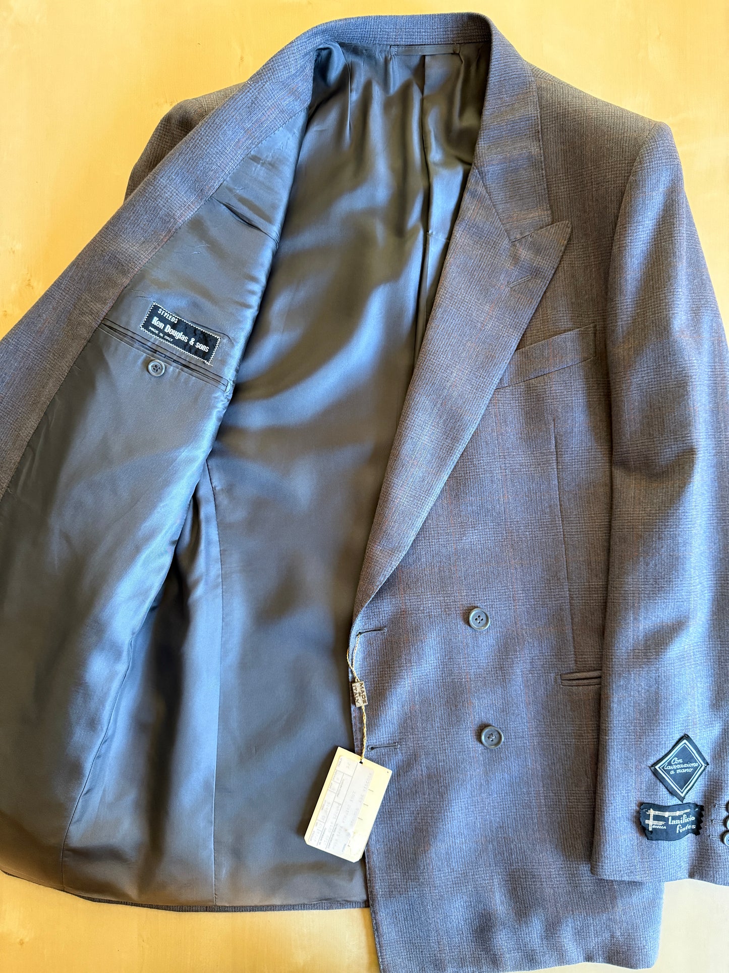 Completo doppiopetto anni ‘70/‘80 flanella principe di Galles (NOS) - tg. 48