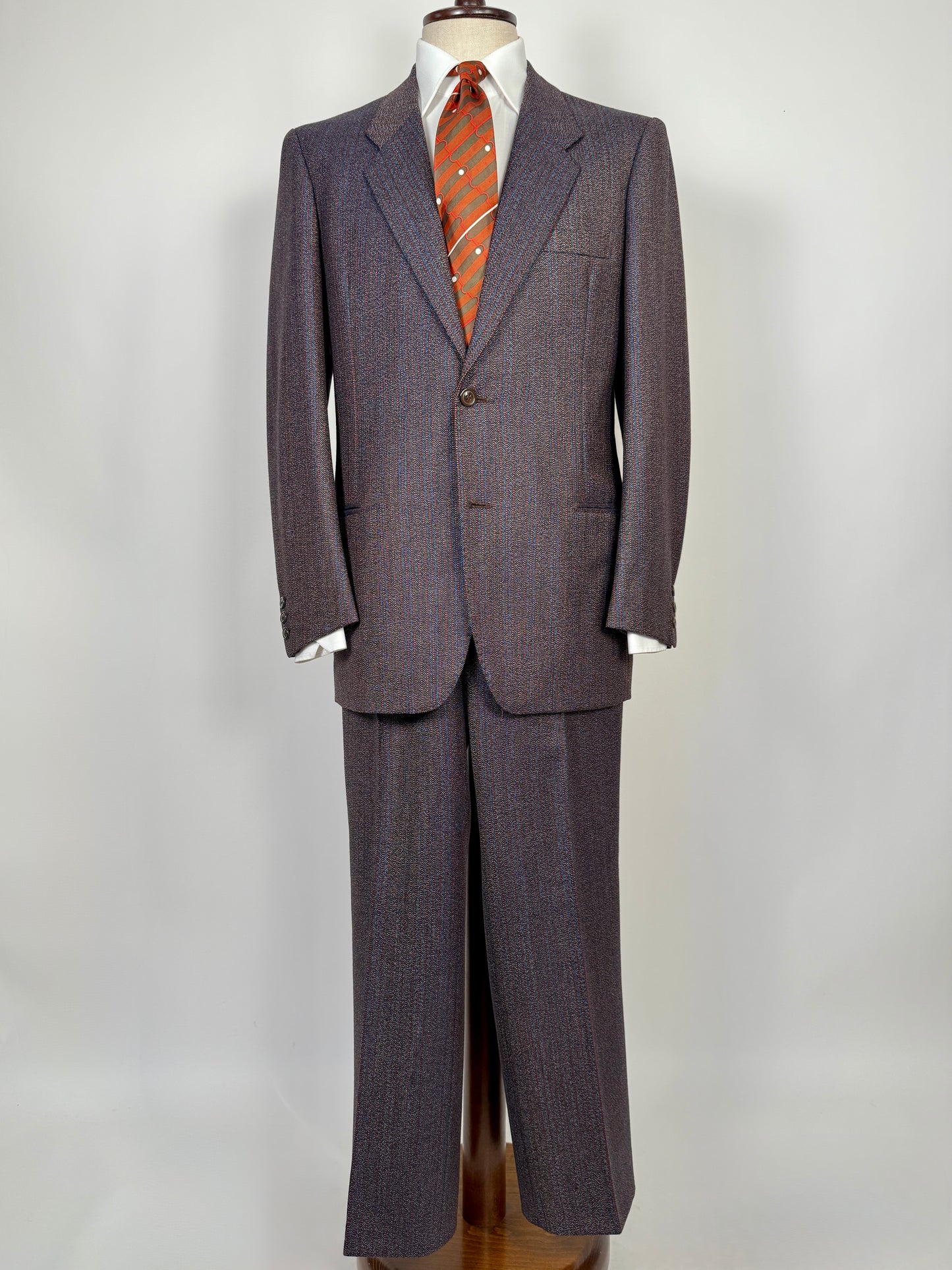 Completo sartoriale anni ‘70 rosso e blu sale-pepe - tg. 50