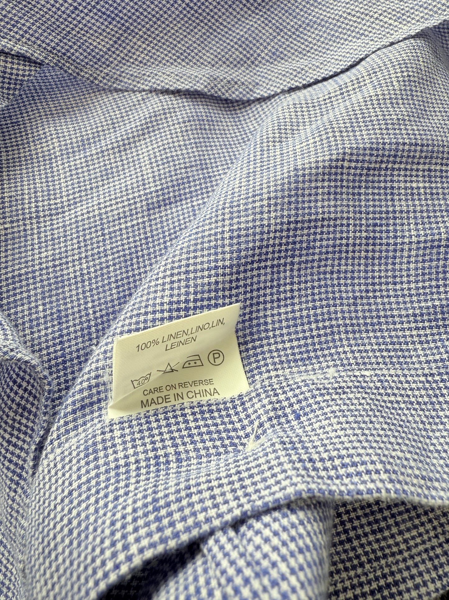 Camicia Boggi micro pied-de-poule puro lino - tg. M