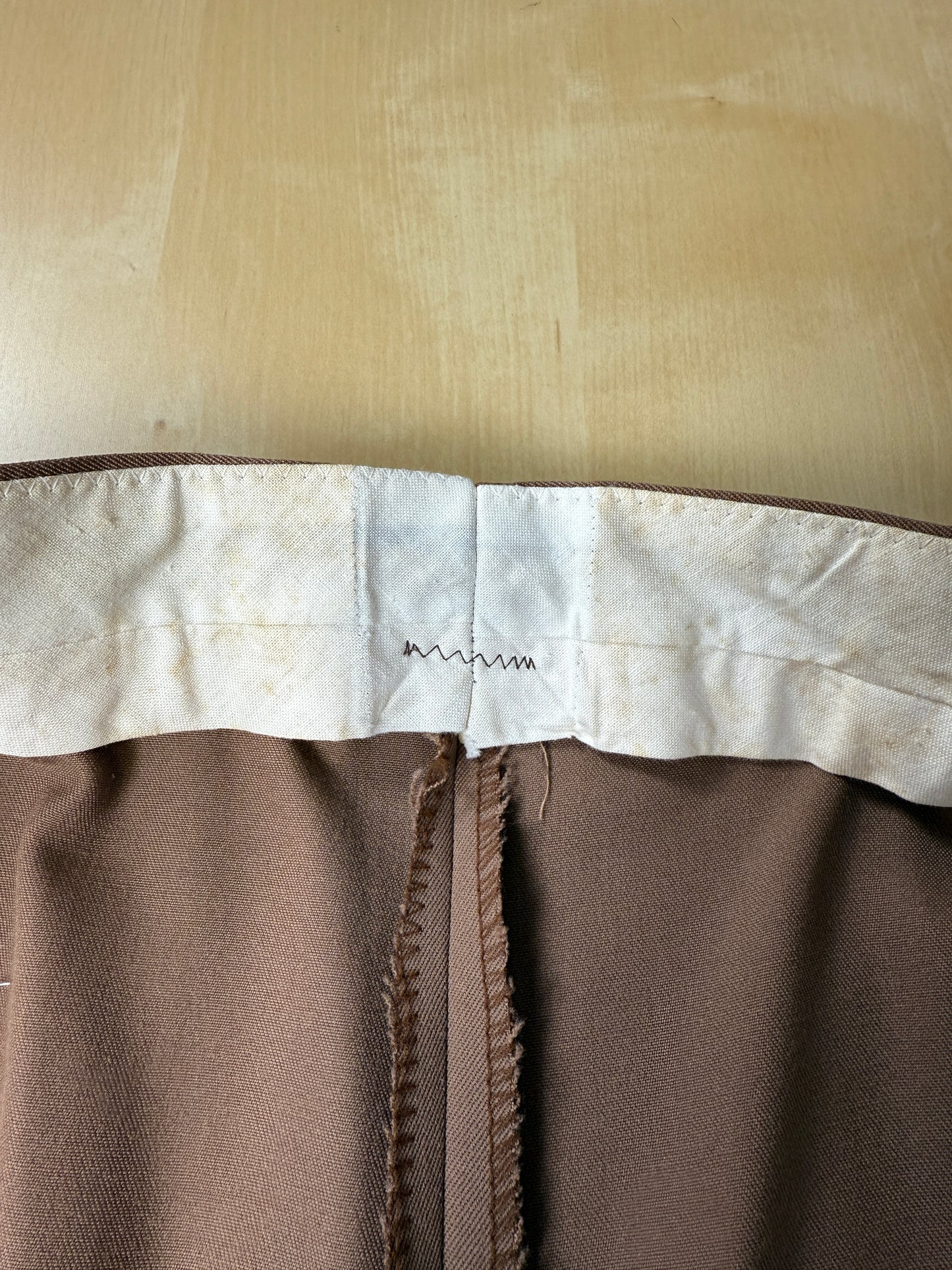 Pantaloni anni ‘70 in twill pettinato color cacao (NOS) - tg. 52
