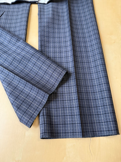 Pantalone in fresco lana anni '70/'80 a quadri blu (NOS) - tg. 46